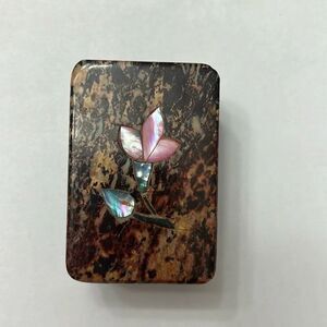 Soapstone Box with Lid Floral Inlay